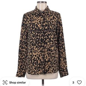 Halogen Black and Tan Leopard Print Button Down Shirt